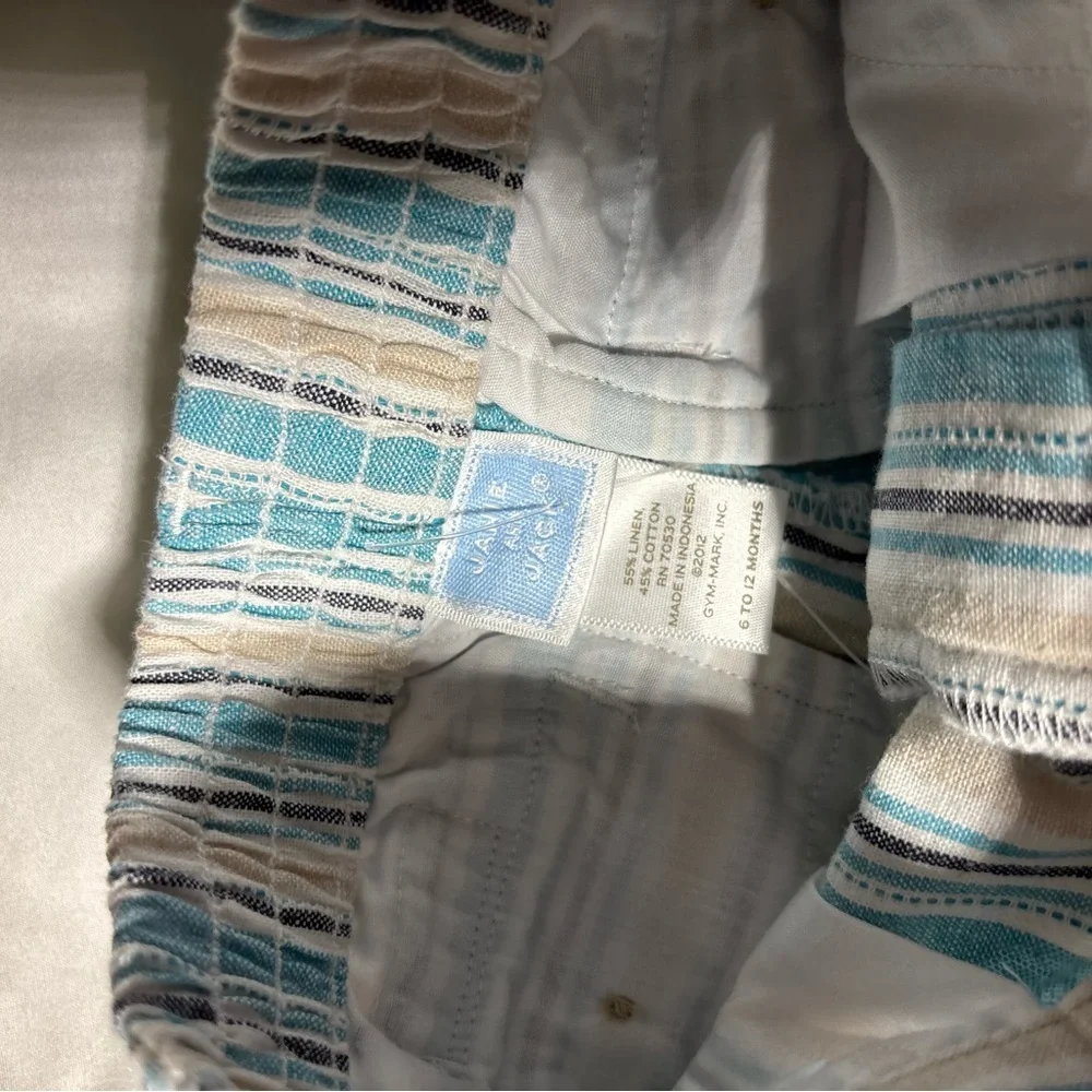 Jamie and Jack Striped Linen Blend Shorts Size 6-12 months